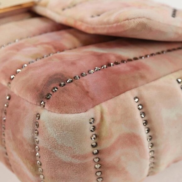 FENDI Holiday Edition Mamma Baguette Bag Velor 2way Pink Gold Auth 132928M - Picture 4 of 16